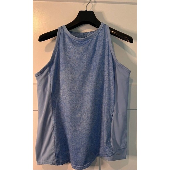 Columbia Womens Tank Top Shirt Blue Sleeveless Crew Neck Built In Bra Stretch XL - Picture 1 of 8